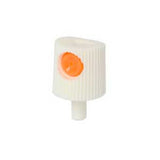 A white spray paint cap with an orange valve for spraying fat lines. 